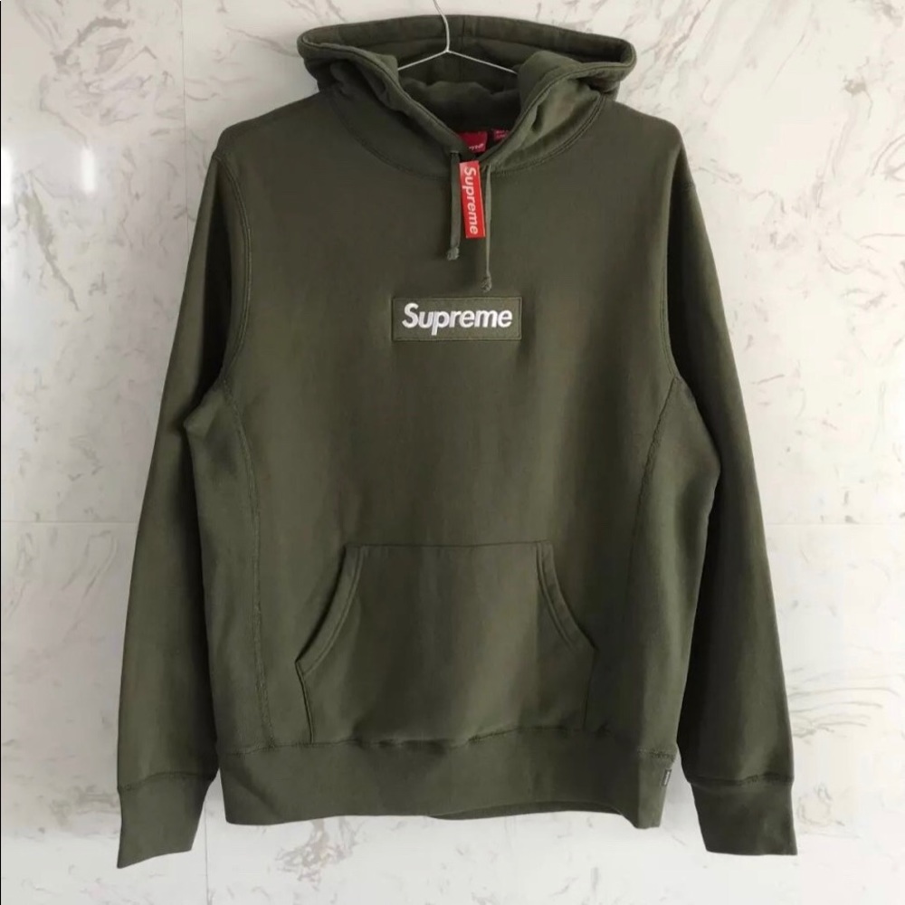 Supreme Box Logo Hoodie  - Dark Olive; FW11